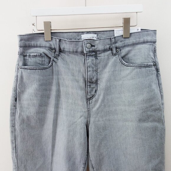 LOFT High Rise The Straight Crop Jeans in Grey Wash (W31/12) NWT! - Picture 4 of 12